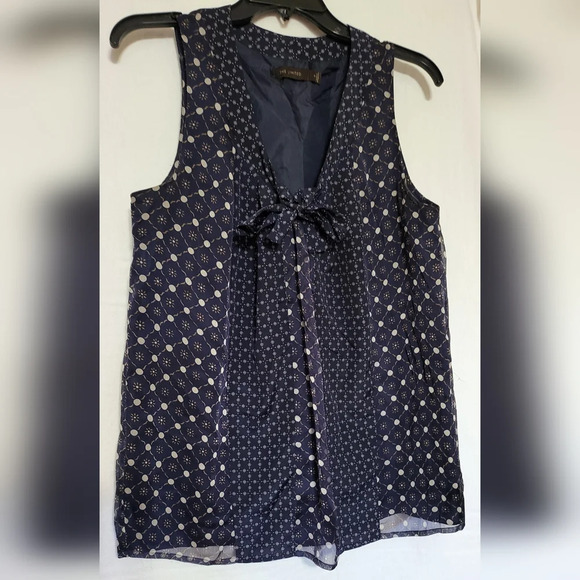 The Limited Womens Navy Blue Geometric Print Sleeveless Lined Career Blouse M - Picture 1 of 5